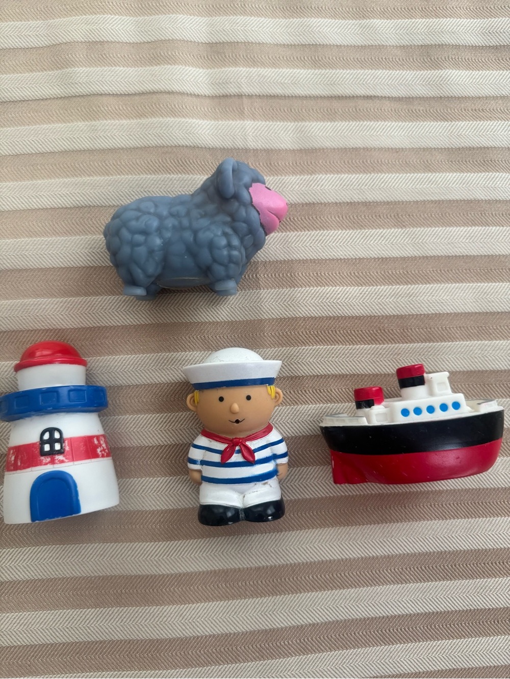 FREE!! Kids Soft Bath Toy Set - Blue Sheep, Sailor, Lighthouse & Red/Black Ship